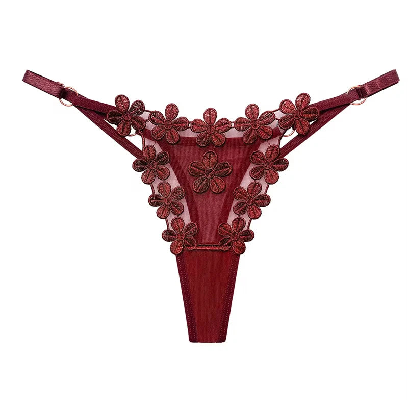 Fendy Lumière – Tanga de encaje Sexy para mujer, bragas de cintura baja de mariposa, bragas de malla transparente, bragas de cintura ajustable