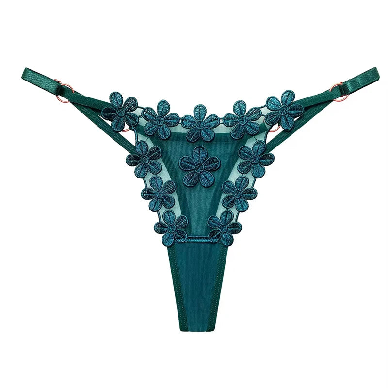 Fendy Lumière – Tanga de encaje Sexy para mujer, bragas de cintura baja de mariposa, bragas de malla transparente, bragas de cintura ajustable
