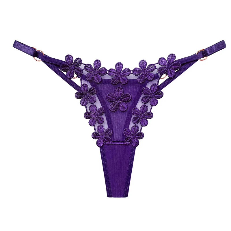 Fendy Lumière – Tanga de encaje Sexy para mujer, bragas de cintura baja de mariposa, bragas de malla transparente, bragas de cintura ajustable