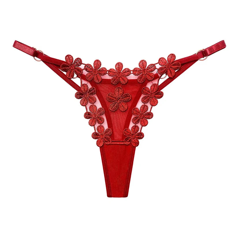 Fendy Lumière – Tanga de encaje Sexy para mujer, bragas de cintura baja de mariposa, bragas de malla transparente, bragas de cintura ajustable