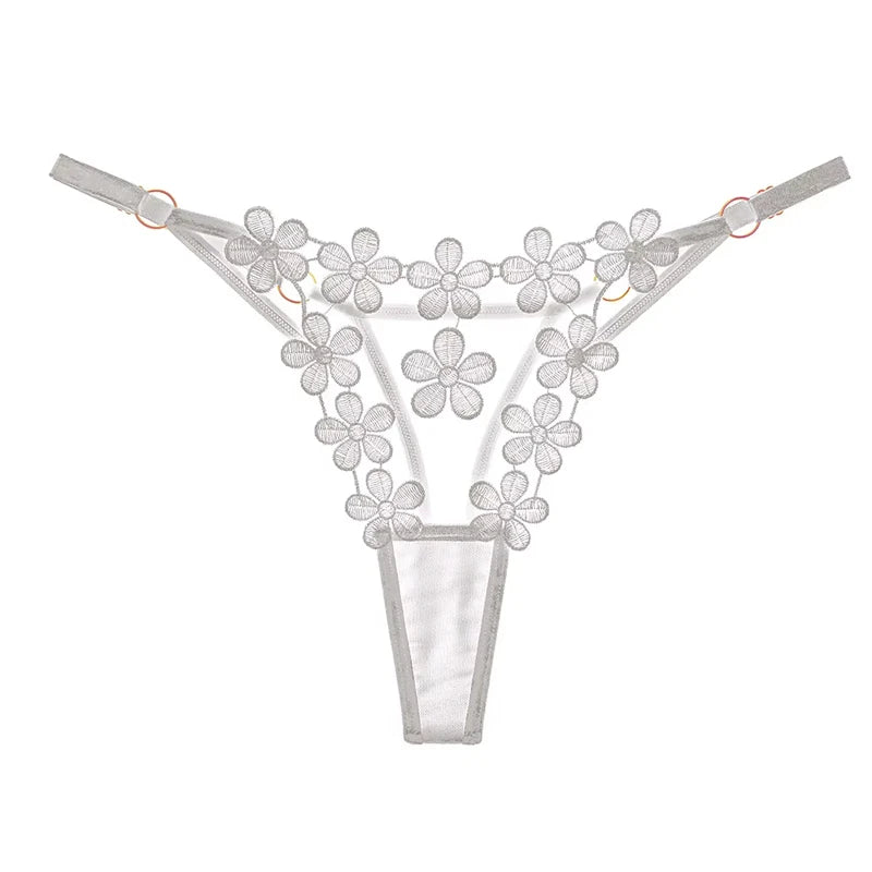 Fendy Lumière – Tanga de encaje Sexy para mujer, bragas de cintura baja de mariposa, bragas de malla transparente, bragas de cintura ajustable