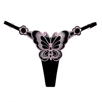 Fendy Lumière – Tanga de encaje Sexy para mujer, bragas de cintura baja de mariposa, bragas de malla transparente, bragas de cintura ajustable